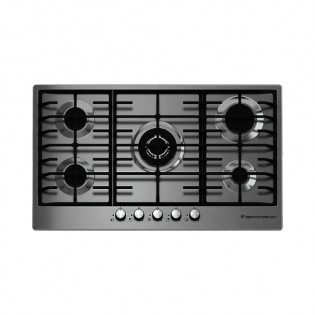  مسطح بلت ان غاز 5 شعلة 90 سم فضي استانلس إيكوماتيك