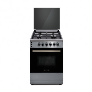 Ecomatic Free stand hob Gas 4 Burner 60  cm  Silver x Crystal Black 