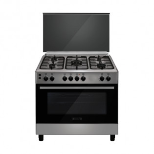 Ecomatic Free stand hob Gas 5 Burner 90  cm  Silver x Crystal Black 