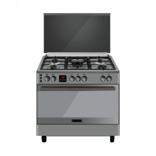Ecomatic Free stand hob Gas 5 Burner 90  cm Silver Stainless x Glass