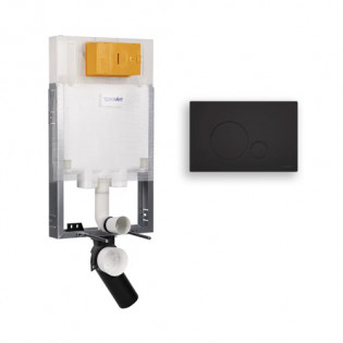 Half Frame Concealed Flush Tank Circular Flush Plate Black Duravit