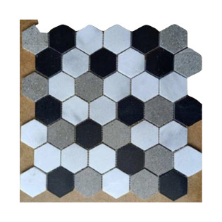  موزايك هيكسا رمادى/أسود/أبيض 30  × 36 سم 