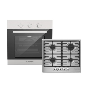 فرن بلت ان غاز 67 لتر ايكوماتيك استانلس ستيل و مسطح غاز بلت ان 60 سم استانلس ستيل 