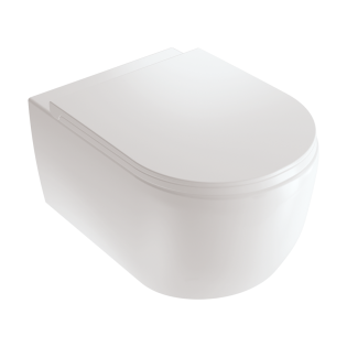 White Ville Round Wall-Mounted Toilet with Soft Close Seat Cover White