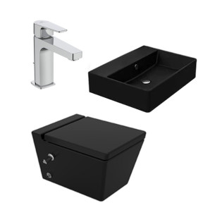 Sanipure Kepler Wall-Mounted Toilet Set, Sanipure Kepler Wash Basin, Ideal Standard Basin Mixer Chrome