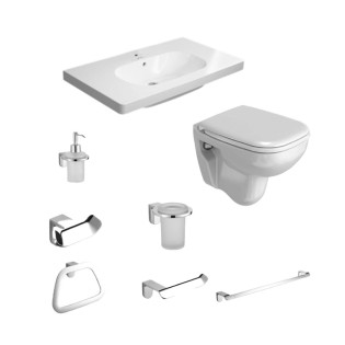 Duravit Wall-Mounted Toilet Set, Duravit Furniture Basin, Infinity Bathroom Accessories Set Chrome