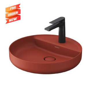 حوض كونترتوب ديورافيت فيتريوم بفتحة خلاط 46 سم احمر