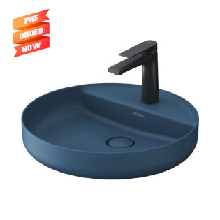 حوض كونترتوب ديورافيت فيتريوم بفتحة خلاط 46 سم ازرق 