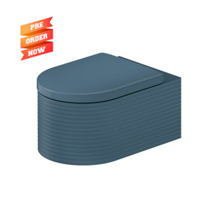 مرحاض معلق بالدش بدون محبس ديورافيت ميليو ازرق غامق