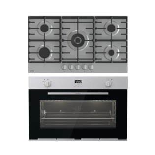 فرن ومسطح غاز بلت ان 90 سم استانلس من جورينيا