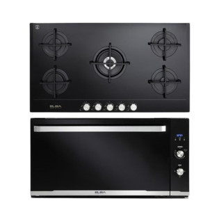Elba Built-In Gas Hob 5 Burners and Gas Oven 90 Cm Black