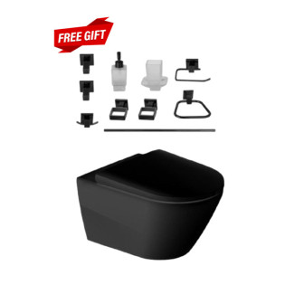 Duravit Wall-Mounted Toilet with Infinity Bathroom Accessories Set Black