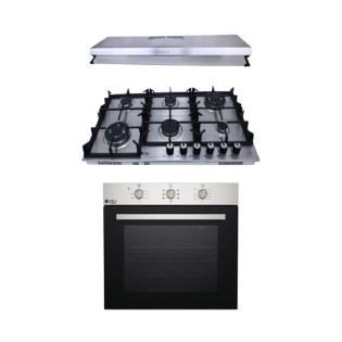  شفاط مطبخ ومسطح غاز 90 سم و فرن غاز 65 لتر 60 سم استانلس ستيل من بيورتى