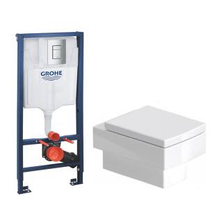 Duravit Vero Wall-Mounted Toilet with Grohe Flush tank