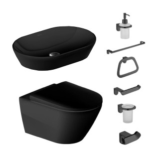 طقم حمام دي نيو من ديورافيت مع طقم اكسسوارات انفينتي اسود