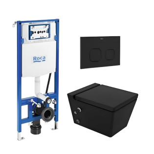 Sanipure Kippler Toilet Set Black with Roca Flush Tank