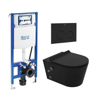 Sanipure Taitan Toilet Set Black with Roca Flush Tank 