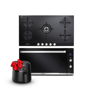 Elba Built-In Gas Hob 5 Burners and Gas Oven 90 Cm Black