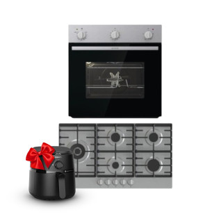 فرن 60 سم و مسطح 5 شعلة 90 سم غاز بلت ان استانلس ستيل من جورينيا 