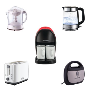 Black & Decker 2 Cup Coffee Kettle and Toaster with Mienta Kettle, Sandwich Maker and Citrus Press