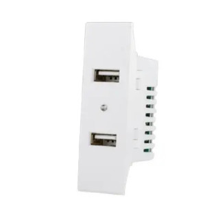 Sas Nuovo 2 USB Socket Charger 22 mm White