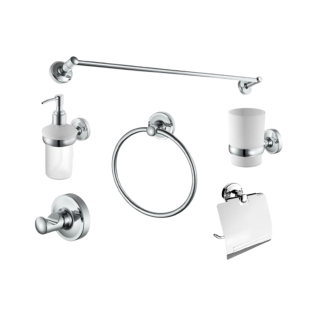 طقم اكسسوارات حمام 6 قطع استاندرد كروم