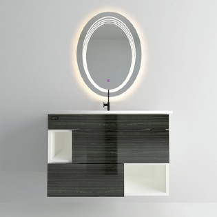 Beroia Furniture Unit with Washbasin 80x46 Cm Metallic 