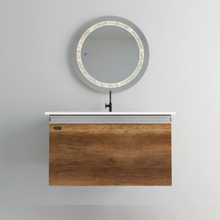 وحدة موبيليا بيرويا بني فاتح خشب مع حوض 80×46 سم 